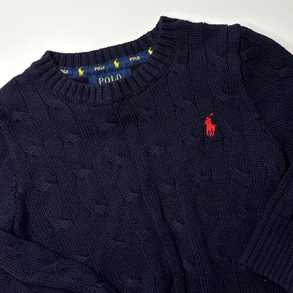 Polo Ralph Lauren Boys Navy Cable Knit Sweater 2T‎ Preppy Old Money Heritage - Picture 4 of 5